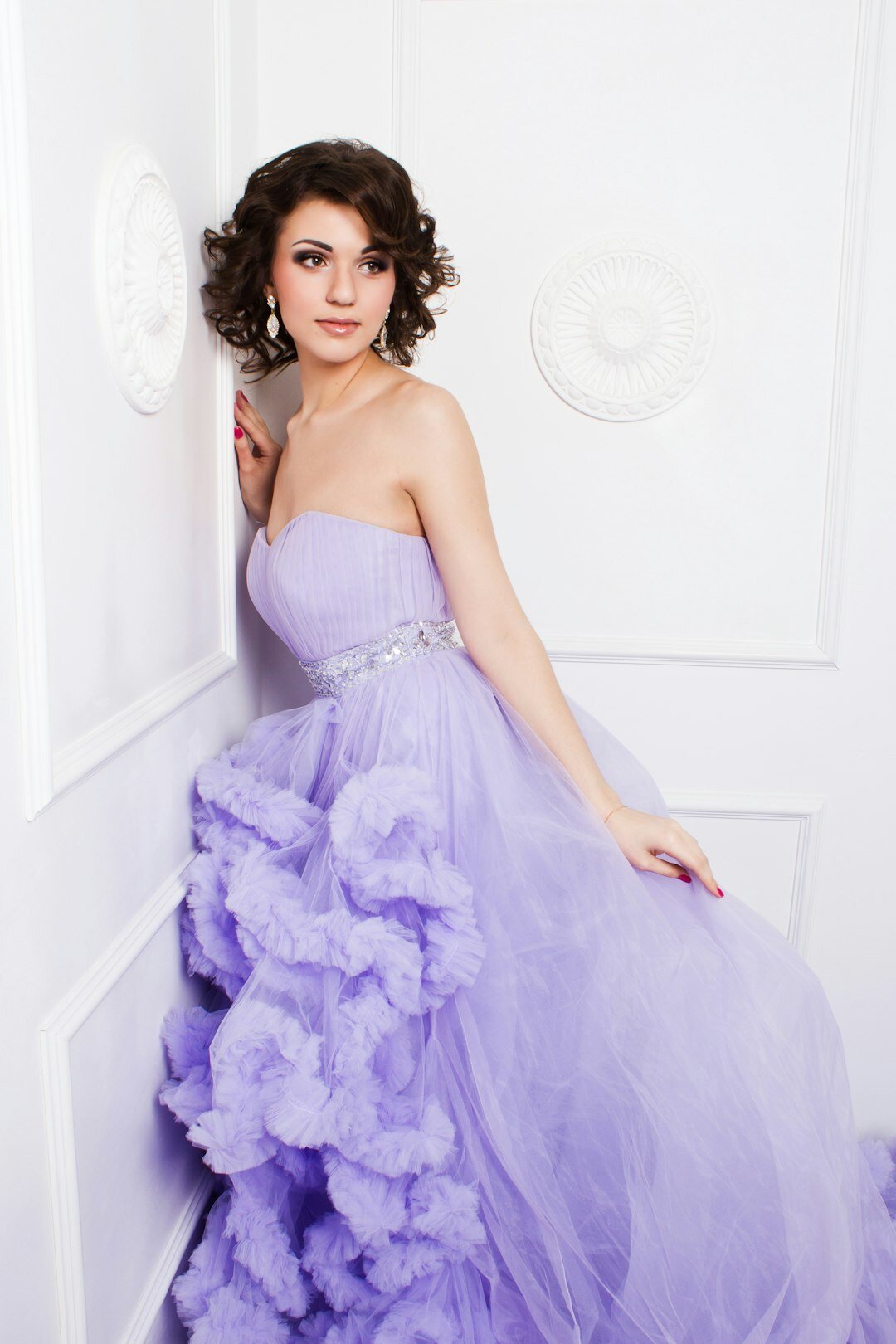 elegant woman in evening dress